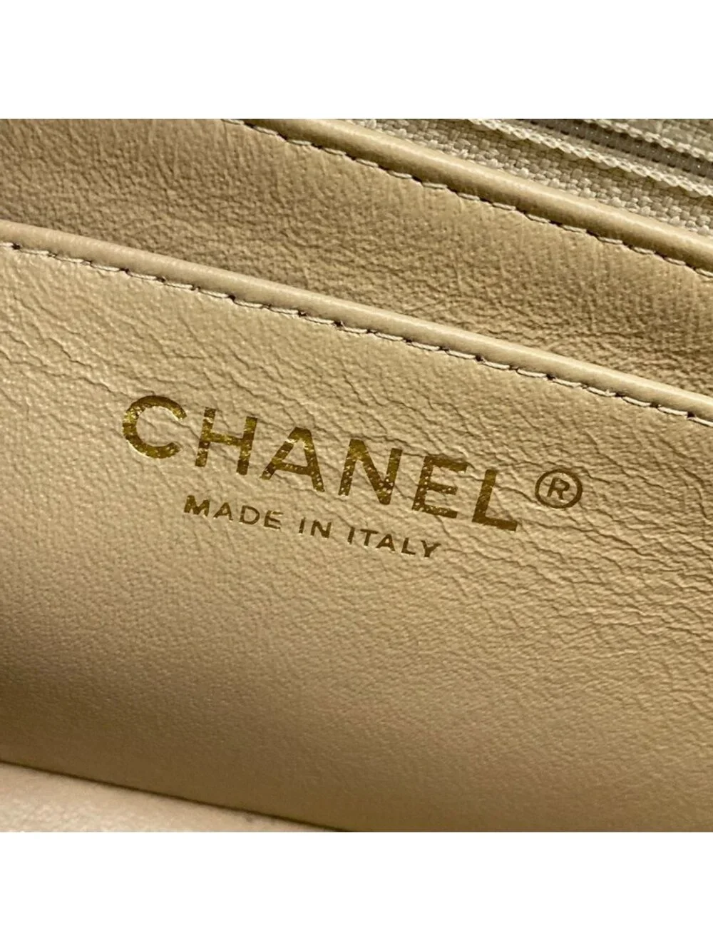 Chanel Shoulder Bag Mini Quilted Beige Matte Togo Chain Lambskin